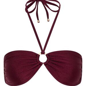 White Sands Swimwear Mia Bandeau Bikini Top Merlot Size M NWT